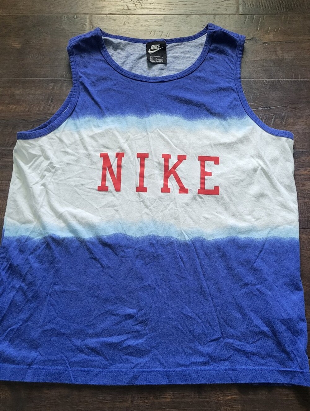 Nike Dip Dye Tank Top Mens Large Blue White Red Graphic Athletic Sleeveless